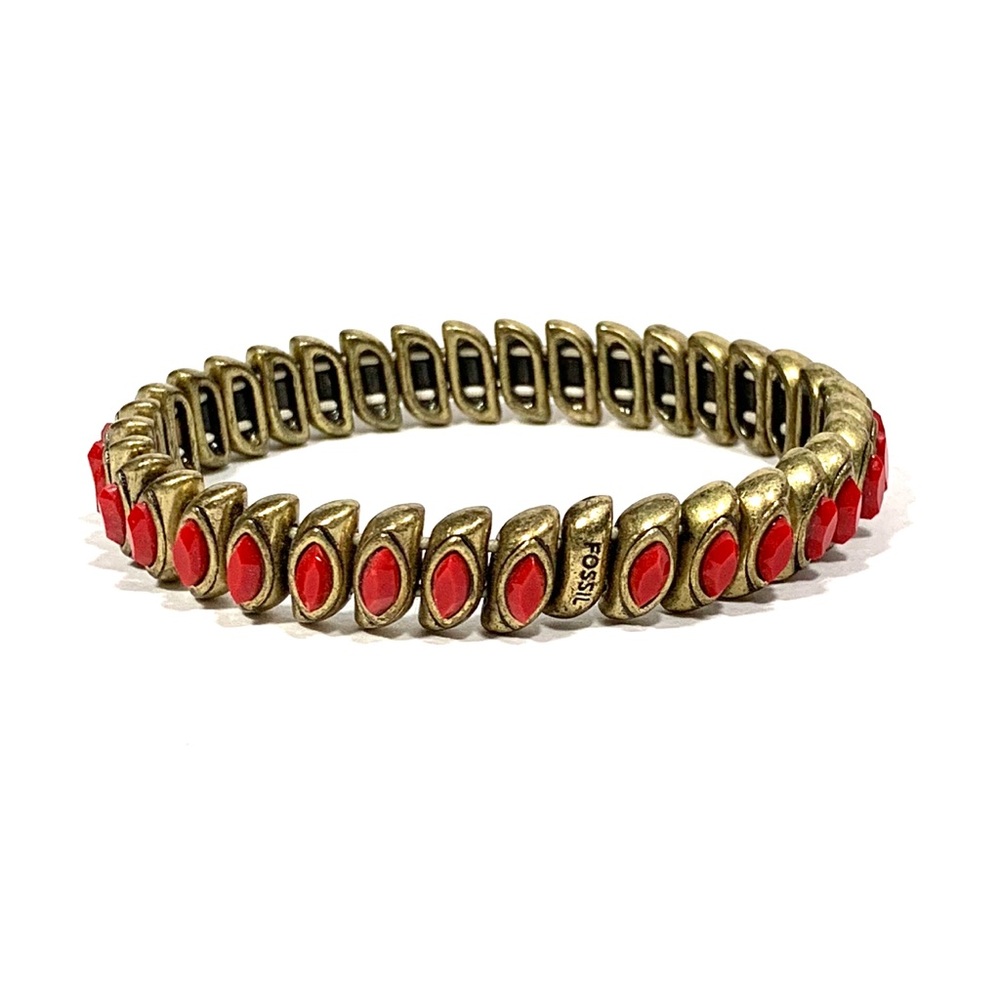 Fossil Red Orange Stretch Bracelet